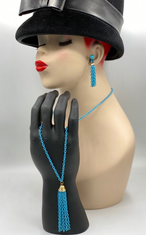 Vintage Chunky Japanned Blue Enameled CHAIN Neckla