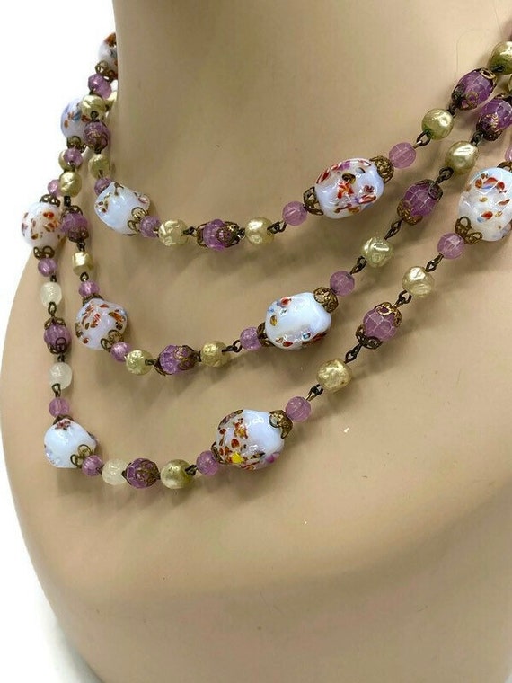 VTG Faux Seed Pearls Japanese  Opaline Millefiori… - image 3