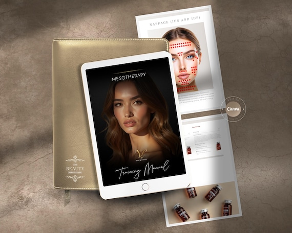 Mesotherapy Training Manual | Editable Aesthetics Cosmetic Injectable Training Course | Canva Template | Instant Download