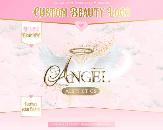 Custom Gold Angel Wings Logo, Beauty Branding (Digital)