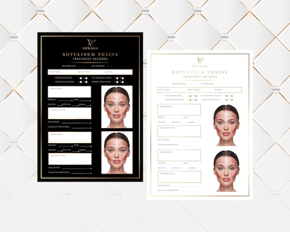 Botox Treatment Record, Injection Mapping Charts, Editable Forms (Digital Download)
