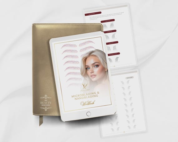 Microblading & Nanoblading Exercises Workbook, Editable PMU Hairstrokes Practice Training Manual Template