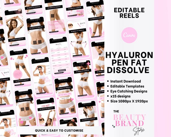 Fat Dissolve Video Instagram Reels, Hyaluron Pen Reels, Aesthetics Nurse Injector Reels, Social Media Beauty Stories, Edit in Canva x15
