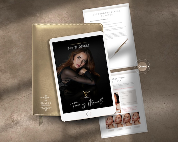 Skinboosters Training Manual: Editable Cosmetic Aesthetics Training Canva Template (Instant Download)