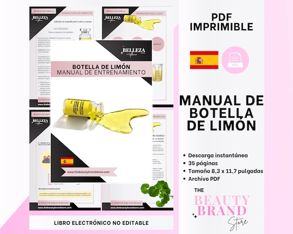 Spanish Lemonbottle Training Manual, Botella de Limon Libro, Fat Dissolve Lipolysis Injections Protocol Booklet, Non-Editable PDF E-Book