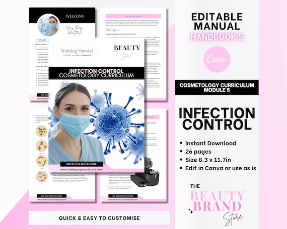 Cosmetology Curriculum: Infection Control Training Manual (Canva Template Digital Download