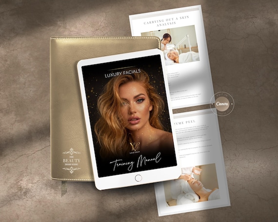 Facials Training Manual | Editable Luxury Classic Facials Esthetician Training Course | Canva Template | Instant Download | Beautician Guide