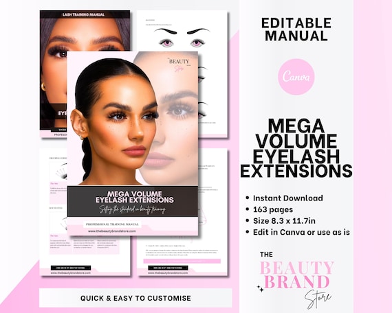 MEGA Volume Eyelash Extensions Training Manual, Lash Training Manual, Eyelash Extensions Course, Lash Training Template, Edit in Canva