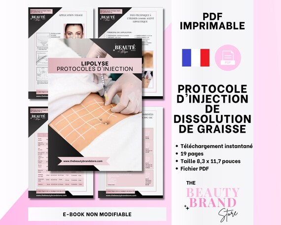 French Fat Dissolve Lipolysis Injections Protocol Booklet, Cannula, Needle, Roller, Protocole d'injection lipolyse, Non Editable PDF EBook