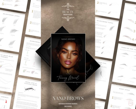 Nano Brow Hairstrokes Pattern Practice Training Manual Workbook  | Canva Template | Instant Download | PMU Course
