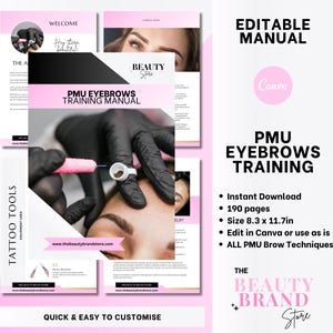 PMU Eyebrows Training Manual: Editable Canva Guide (Digital Download)