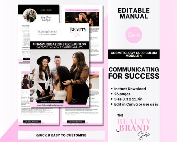Cosmetology Curriculum for Cosmetologists Module 4, Communicating for Success, Students, Educator Resource, Training Manual, Edit in Canva
