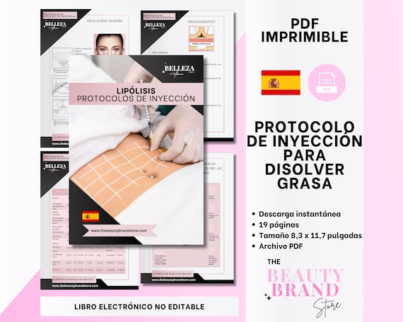 Spanish Fat Dissolve Lipolysis Injections Protocol Booklet, Cannula, Needle, Roller, Protocolo inyección lipólisis, Non-Editable PDF E-Book