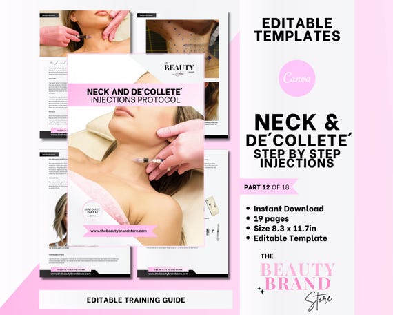 Part 12 Aesthetics Mini Guide: Neck & De Collete Rejuvenation, Nurse Injector, Educator, Student, Editable PDF eBook