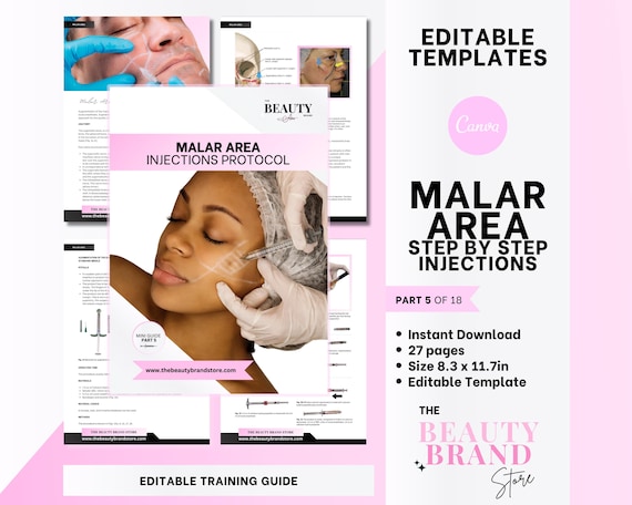 Part 5 Aesthetics Mini Guide: Malar Area Mid-Face Injections, Nurse Injector, Educator, Student, Editable PDF eBook