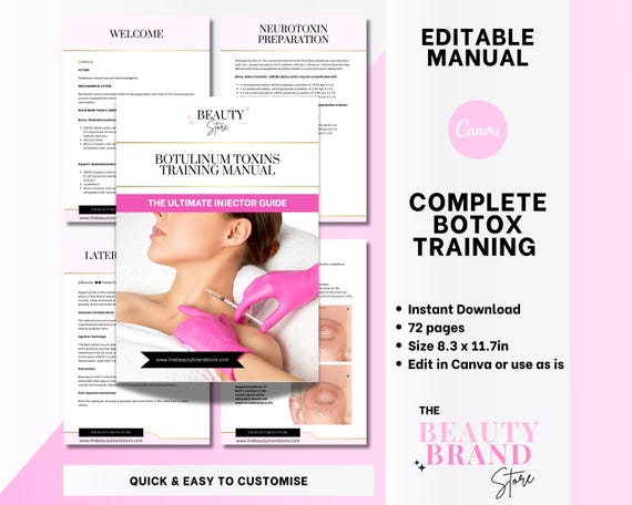 Botox Training Manual, Ultimate Anti Wrinkle Guide, Nurse Injector Neurotoxins Course, Editable Botulinum Toxins Training, Student or Tutor