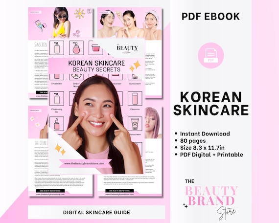 Korean Skincare eBook, Glass Skin, 10 Step Korean Skin Care Guide, Non Editable PDF eBook