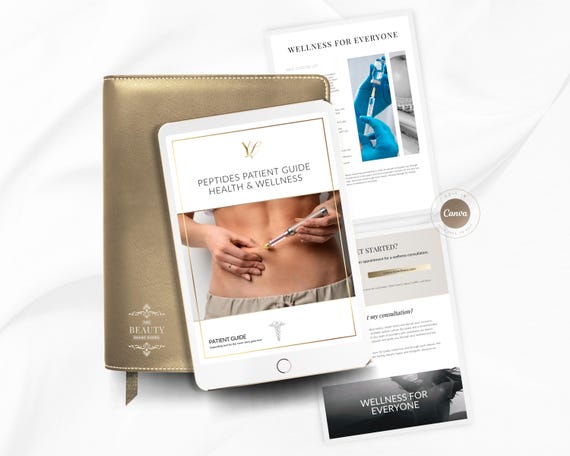 Peptides Therapy Client Information Booklet, Peptides Patient Guide, PLR, MMR, Editable Canva Template