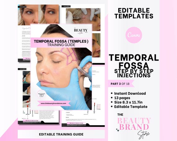 Part 3 Aesthetics Mini Guide: Temporal Fossa - Temple Filler Injections, Nurse Injector, Educator, Student, Editable PDF eBook