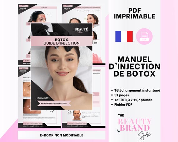 French Botox Training Manual, Beginners, Cosmetic Aesthetics, Botox Injections Guide, Protocols, Guide d'injection, Non Editable PDF EBook