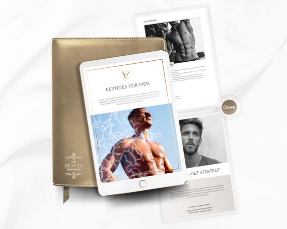 Men's Peptides Therapy Patient Guide, Editable Canva Template (PDF EBook)