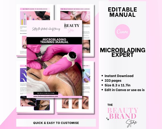 Editable Microblading Training Manual: PMU Artist Course (Canva Template, Digital Download)