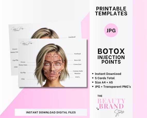 Botox Injection Points, Botox Injectors, Facial Anatomy, Art, Esthetician, Aesthetics Injections, Dermatology, Medspa, Digital Download