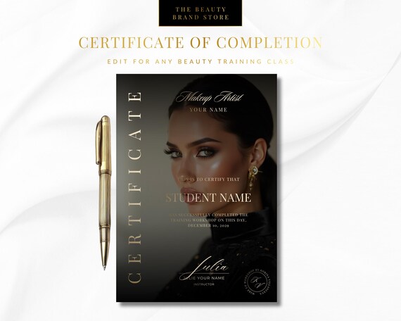 Editable Beauty Academy Certificate Template, Canva Training Diploma (Digital Download)