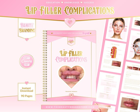 Lip Filler Complications Guide: Augmentation Training Manual (Editable Canva PDF eBook)