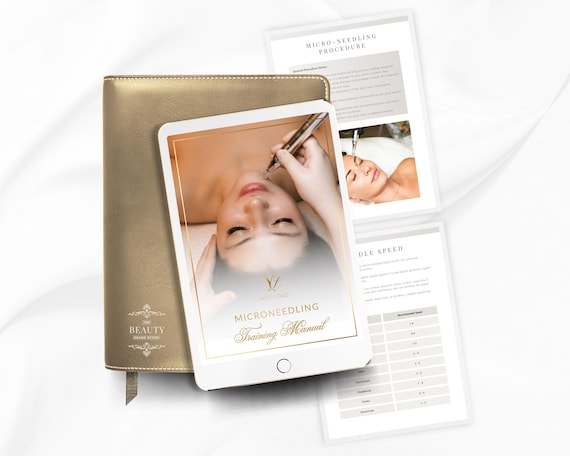 Editable Microneedling Training Manual: Beauty Course Canva Template (Instant Download)