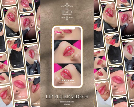 Lip Filler Videos Instagram / Social Media Reels: Before & After Editable Canva Templates x10 (Instant Digital Download)