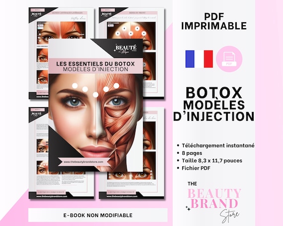 French Botox Injection Patterns Booklet, Essential Botox Injections, Modèles d’injection de Botox, Reference Guide, Printable PDF eBook