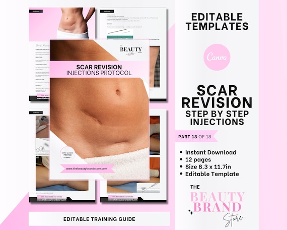 Part 18 Aesthetics Mini Guide: Scar Revision and Correction with Hyaluronic Acid, Nurse Injector, Educator, Student, Editable PDF eBook