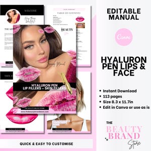 Hyaluron Pen Training Manual: Lip & Face Fillers, Editable in Canva (Digital Download)
