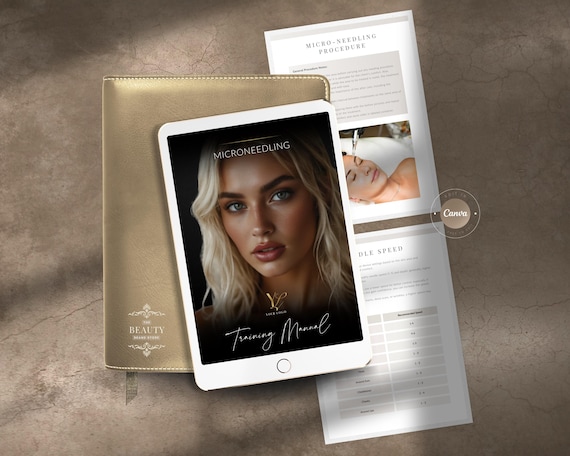 Microneedling Training Manual: Editable Skin Needling Training Guide, Skincare Course, Editable Canva Template (Instant Download)