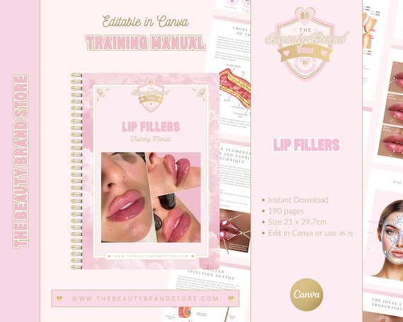 Lip Fillers Guide: Lip Augmentation Needle & Cannula Injection Techniques (Editable Canva PDF eBook)