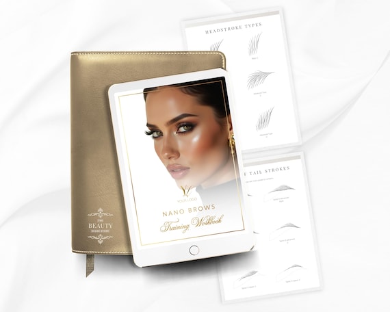Nano Brow Hairstrokes Pattern Practice Training Manual Workbook  | Canva Template | Instant Download | PMU Course