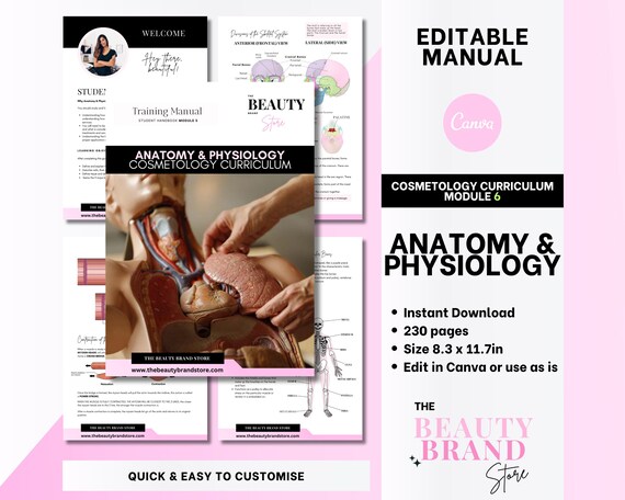 Cosmetology Curriculum for Cosmetologists Module 6, Anatomy & Physiology, Students, Educator Resource, Training Manual, Edit in Canva