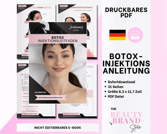 German Botox Training Manual, Beginners, Cosmetic Aesthetics, Botox Injections Guide, Botox Injektionsanleitung, Non Editable PDF EBook