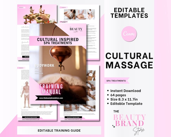 Cultural Massage Training Manual, Ayurveda, Indonesian, Balinese Boreh, Javanese, Indian Head Massage, Spa Work, Editable Canva Template