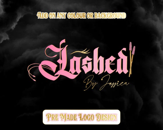Pink Gold Lash Logo Design, Girly Beauty Branding (Digital)