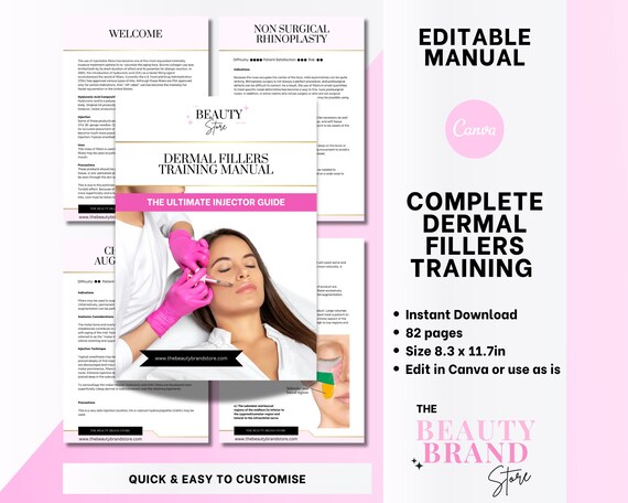 Dermal Fillers Training Manual, Ultimate Training Guide, Nurse Injector Aesthetics Course, Editable Injections Training, Student or Tutor
