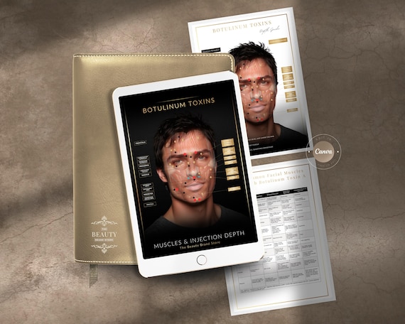 Muscles Injection Depth for Botox, Botulinum Toxins Guide, DIY or Professional, Beginners Cosmetic Aesthetics, Editable PDF Ebook Canva