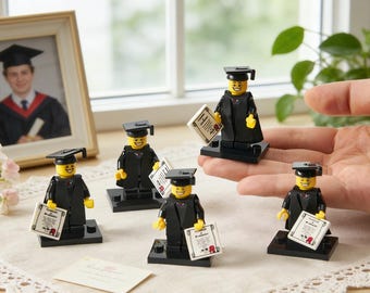 Minifiguras de graduación, regalos de graduación de 2026, niño de graduación personalizado, minifigura de graduación, regalos de graduación para él y para ella, graduación universitaria