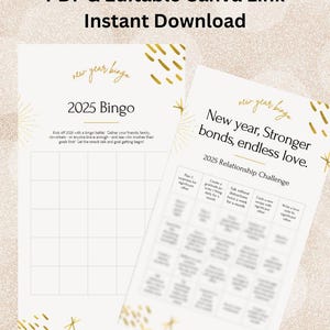 2025 Bingo Card Template, New Years Resolution Bingo Card, Goals Bingo