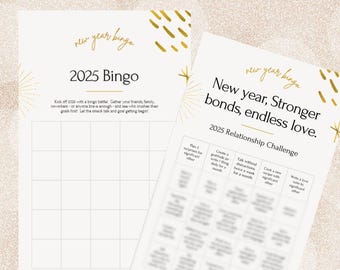 2025 Bingo Card Template, New Years Resolution Bingo Card, Goals Bingo