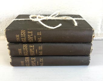 Rare Antique Books, Collector Book Set, Vintage Small Brown Books, Staging Books, Decorative Books, Old Rustic Bookshelf Books, Book Decor