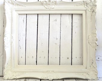 Antique White Frame, Weathered Frame, Old White Frame, Vintage Frame, Wall Picture Frame, Farmhouse Style, Rustic Frame, 16x20 Wood Frame
