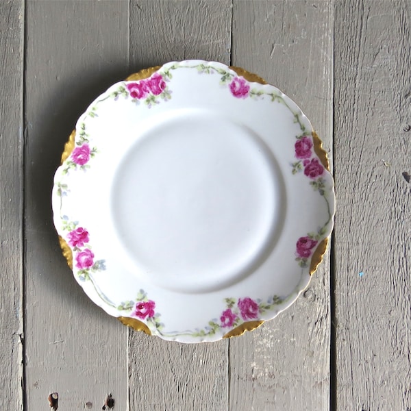 Vintage Plate, Collectible Plate, Floral Plate, Cottage Chic, Serving, Dining Decor, Victorian, Pink Roses