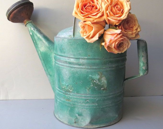 Vintage Watering Can Garden Decor Green Watering Can Green Etsy